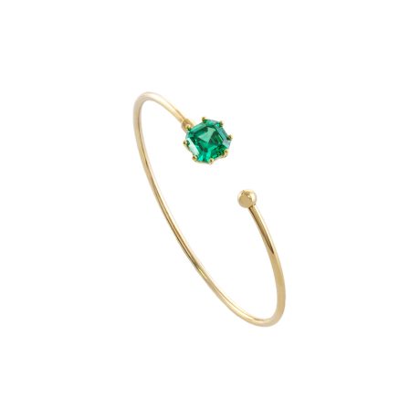 Bratara fixa argint placata cu aur de 18K si piatra zirconia verde Gifting, 02X05-02377, Oxette Romania
