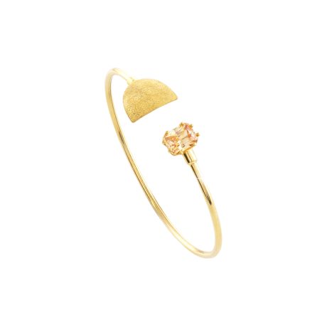 Bratara argint placata cu aur 18K  fixa cu piatra zirconia Golden Dust, 02X05-02382, Oxette Romania