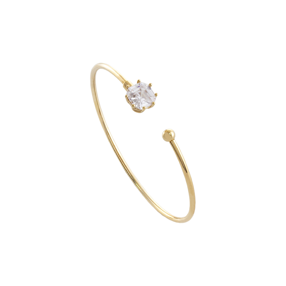 Bratara fixa argint placata cu aur de 18K si piatra zirconia incolora Gifting, 02X05-02386, Oxette Romania