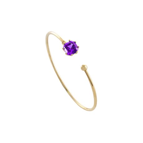 Bratara fixa argint placata cu aur de 18K si piatra zirconia mov Gifting, 02X05-02387, Oxette Romania