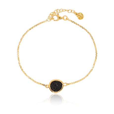 Bratara argint placata cu aur de 18K cu cristale caviar negre Stardust, 02X05-02422, Oxette Romania