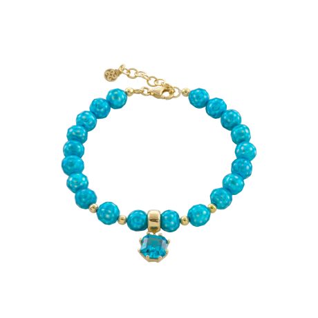 Bratara argint placata cu aur de 18K cu perle si cubic zirconia aqua Gifting, 02X05-02451, Oxette Romania