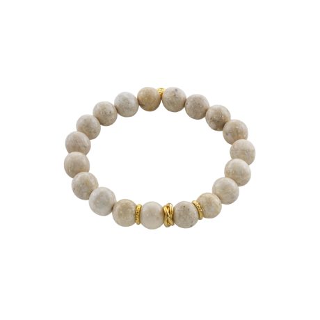Bratara elastica argint placat cu aur de 18K cu agate fildes Holiday, 02X05-02457, Oxette Romania