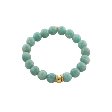 Bratara argint placata cu aur de 18K elastica cu amazonit Holiday, 02X05-02460, Oxette Romania