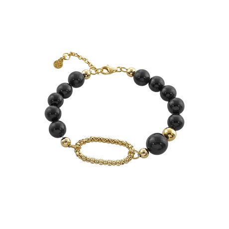 Bratara argint placata cu aur de 18K cu obsidian negru Holiday, 02X05-02500, Oxette Romania