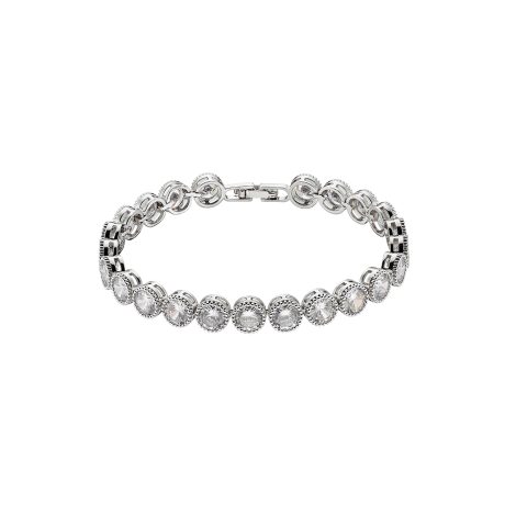 Bratara tennis placata cu rodiu si decorata cu pietre cubic zirconia incolore rotunde Party, 02X15-00197-1, Oxette Romania