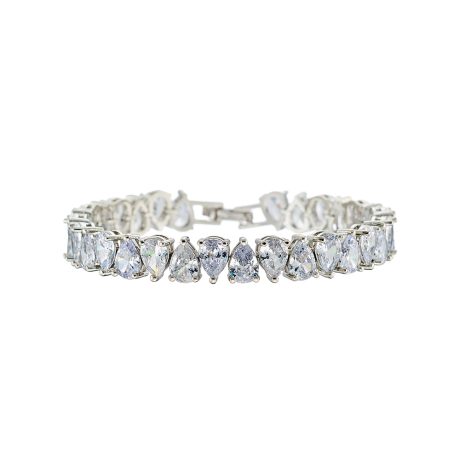 Bratara tennis placata cu rodiu si decorata cu pietre zirconia incolore Eleganza, 02X15-00292, Oxette Romania