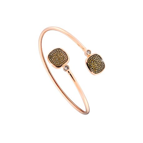 Bratara fixa placata cu aur roz de 18 K decorata cu pietre cubic zirconia verzi Darling, 02X15-00393, Oxette Romania
