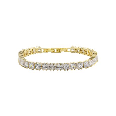 Bratara tennis placata cu aur de 18K si pietre zirconia incolore Party, 02X15-00426, Oxette Romania