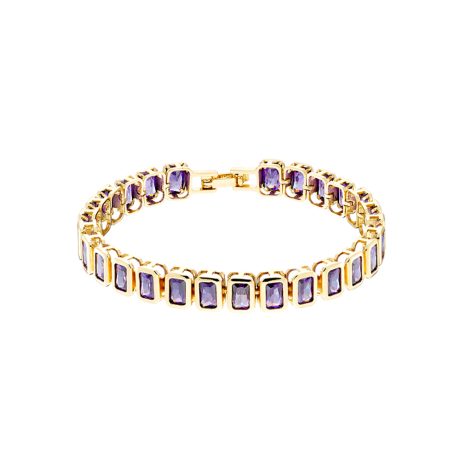 Bratara tennis placata cu aur galben de 18 K decorata cu cristale zirconia mov Urban, 02X15-00427, Oxette Romania
