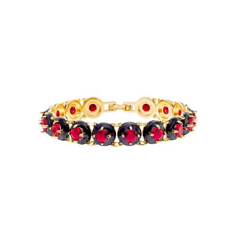 Bratara tennis placata cu aur de 18K si pietre zirconia rosii Darling, 02X15-00438, Oxette Romania