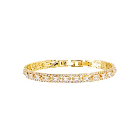 Bratara tennis placata cu aur de 18K si pietre zirconia incolore Party, 02X15-00442, Oxette Romania