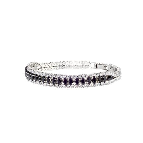 Bratara tennis placata cu rodiu si pietre zirconia negre si incolore Party, 02X15-00448, Oxette Romania