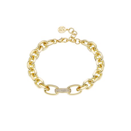 Bratara cu zale placata cu aur galben de 18 K si cristale zirconia Natrix, 02X15-00465, Oxette Romania