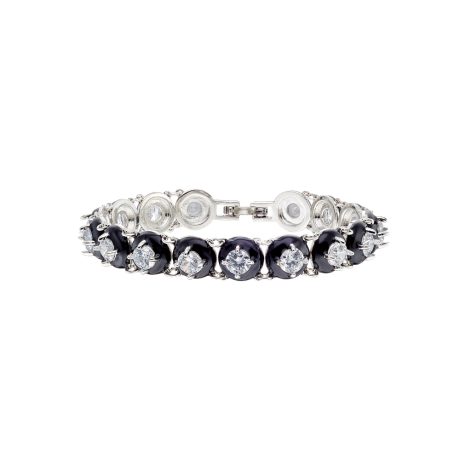 Bratara tennis placata cu rodiu si email negru cu pietre cubic zirconia Party, 02X15-00473, Oxette Romania