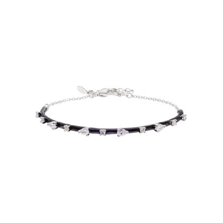 Bratara placata cu rodiu su email negru si pietre zirconia Party, 02X15-00474, Oxette Romania