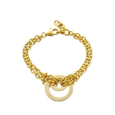 Bratara lanturi placata cu aur 18K decorata central cu cercuri Links, 02X15-00519, Oxette Romania