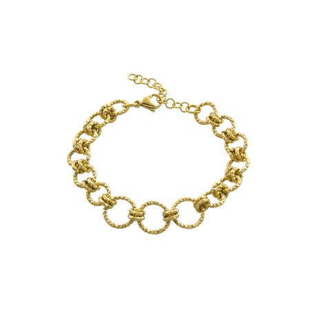 Bratara din otel inoxidabil placat cu aur 18k decorat cu cercuri decorative Links, 02X27-00523, Oxette Romania