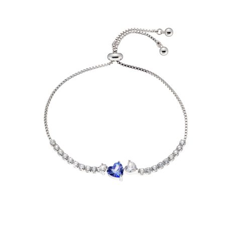 Bratara ajustabila placata cu rodiu cu inima mov si cubic zirconia Happy Hearts, 02l15-01754, Oxette Romania