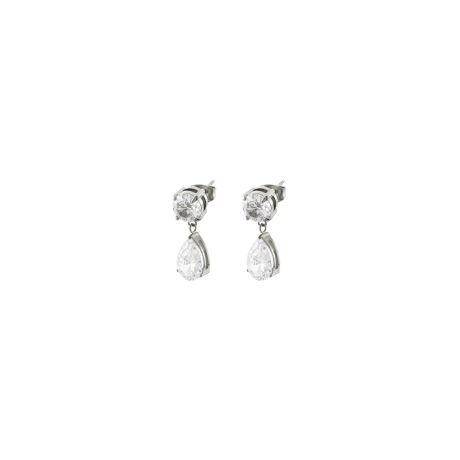 Cercei otel inoxidabil lungi cu cristale zirconia incolore Happy hearts, 03J03-00017, Oxette Romania