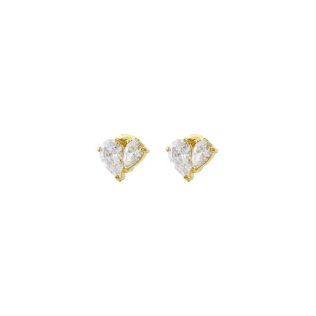 Cercei cu surub placati cu aur 18k si zirconia incolor Happy Hearts, 03J27-00053, Oxette Romania