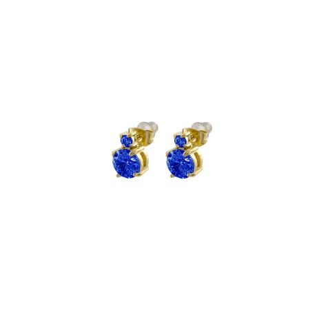 Cercei cu surub placati cu aur de 18k si zirconia albastre Happy Hearts, 03J27-00067, Oxette Romania