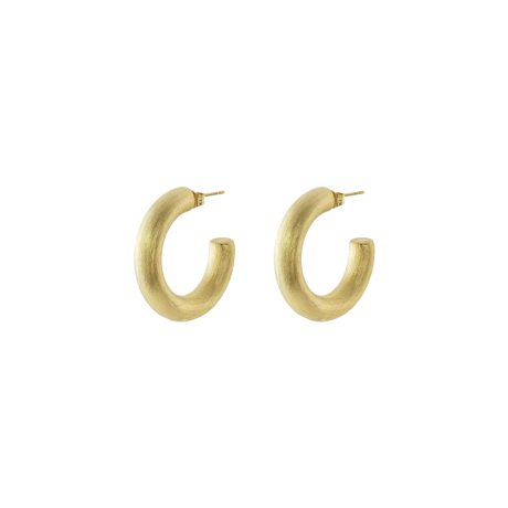 Cercei creole placati cu aur 18 k finisaj mat Hoops, 03J27-00068, Oxette Romania
