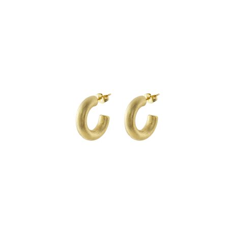 Cercei mici creole placati cu aur 18 k finisaj mat Hoops, 03J27-00069, Oxette Romania