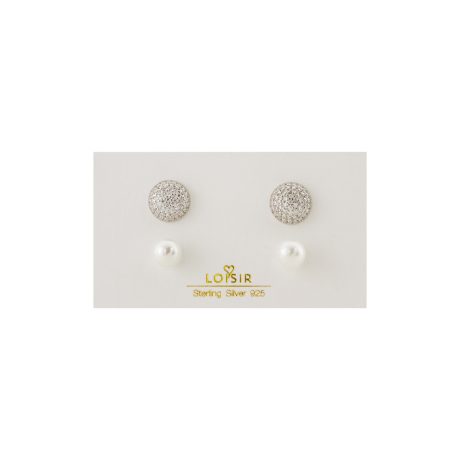 Cercei argint cu surub cu pietre zirconia si perle de cultura Deco ( 2 perechi), 03L01-04467-1, Oxette Romania