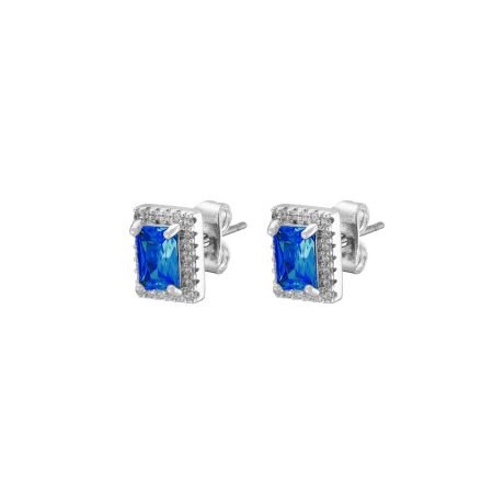 Cercei cu surub si pietre zirconia albastre Emily, 03L15-01278-1, Oxette Romania