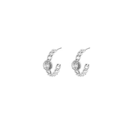 Cercei rotunzi placati cu rodiu si pietre zirconia Emily, 03L15-01279-1, Oxette Romania