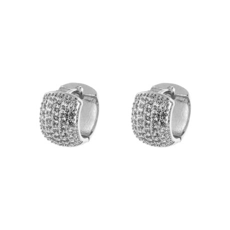 Cercei creole placati cu rodiu decorati cu cristale zirconia Emily ( 1.5 cm ), 03L15-01370, Oxette Romania