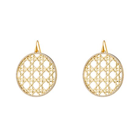 Cercei cu tortita placati cu aur galben de 18 K cu cristale zirconia Basket (4 cm), 03L15-01600, Oxette Romania