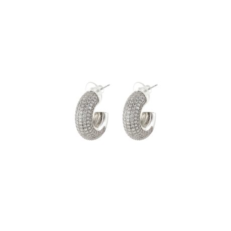 Cercei rotunzi placati cu rodiu si pietre zirconia Deco, 03L15-01681-1, Oxette Romania