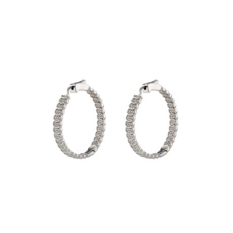 Cercei rotunzi placati cu rodiu si pietre zirconia incolore Emily, 03L15-01684-1, Oxette Romania