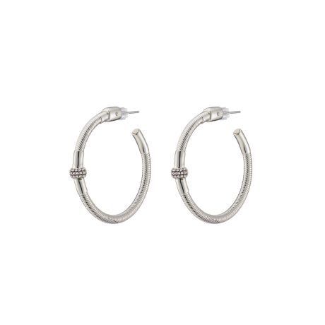 Cercei rotunzi placati cu rodiu rotunzi si pietre zirconia incolore Madison, 03L15-01690, Oxette Romania