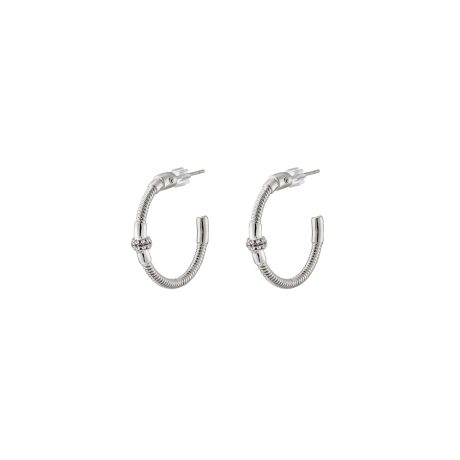 Cercei rotunzi placati cu rodiu si pietre zirconia Madison, 03L15-01691-1-1, Oxette Romania