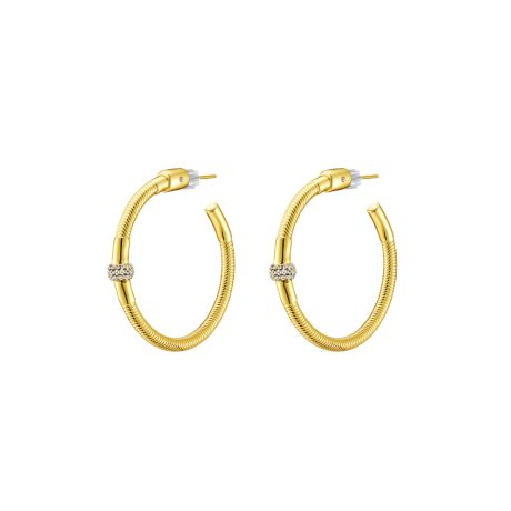Cercei rotunzi placati cu aur de 18K si pietre zirconia incolore Madison, 03L15-01696, Oxette Romania
