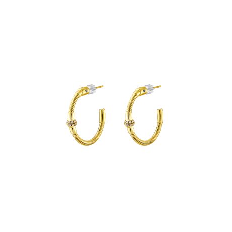Cercei rotunzi placati cu aur de 18K si pietre zirconia Madison, 03L15-01697, Oxette Romania