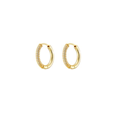 Cercei rotunzi placati cu aur de 18K cu pietre cubic zirconia incolore Blooming, 03L15-01702, Oxette Romania