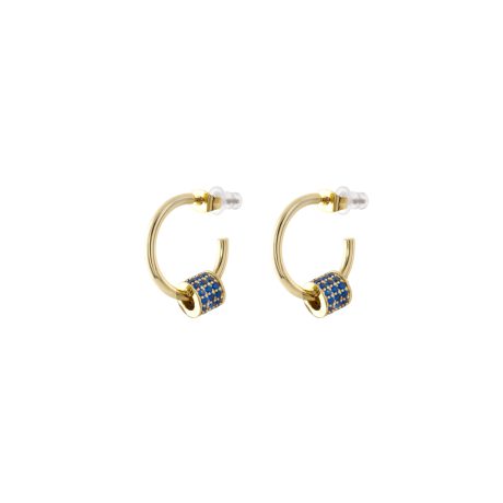 Cercei rotunzi placati cu aur de 18 K cu pietre zirconia albastre Roller, 03L15-01706-1, Oxette Romania