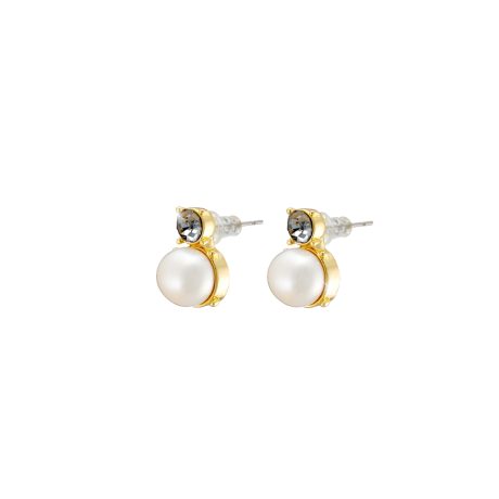 Cercei cu surub placati cu aur de 18K tip eleganti cu perle de sticla Dance, 03L15-01763, Oxette Romania