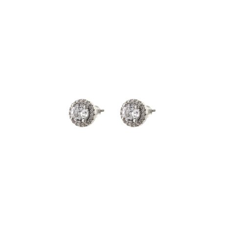 Cercei cu surub placati cu rodiu si pietre zirconia Emily, 03L15-01765-1, Oxette Romania