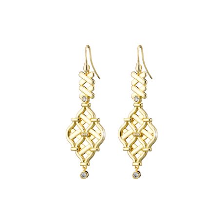 Cercei eleganti placati cu aur de 18K cu pietre cubic zirconia incolore Desmos, 03L15-01778, Oxette Romania
