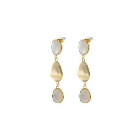 Cercei lungi eleganti placati cu aur de 18k si sidef Fiore, 03L15-01908, Oxette Romania
