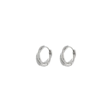 Cercei rotunzi placati cu rodiu si zirconia incolore Charming, 03L15-01922, Oxette Romania