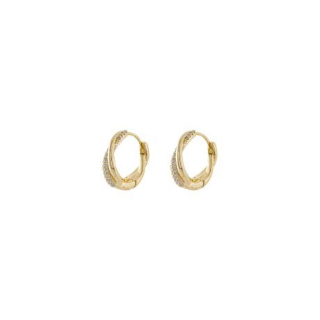 Cercei rotunzi placati cu aur de 18k cu zirconia incolore Charming, 03L15-01944, Oxette Romania