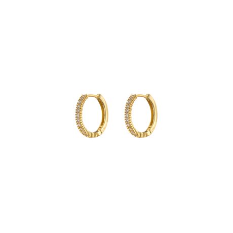 Cercei rotunzi placati cu aur de 18k cu zirconia incolore Charming, 03L15-01945, Oxette Romania