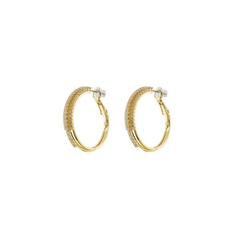 Cercei rotunzi placati cu aur de 18k cu zirconia incolore Charming, 03L15-01946, Oxette Romania