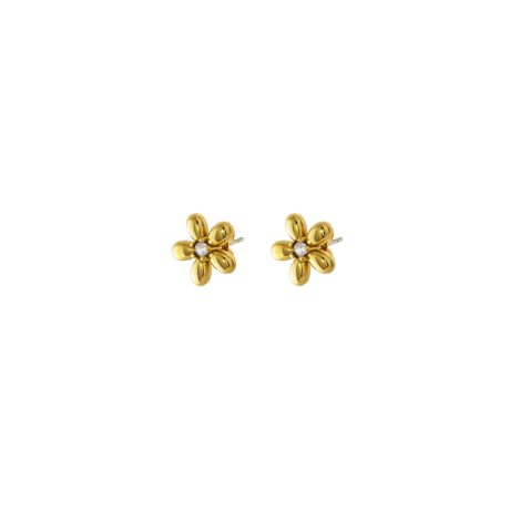Cercei cu surub placati cu aur 18k in forma de floare Flower, 03L27-00627, Oxette Romania